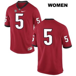 Women's Georgia Bulldogs NCAA #5 Terry Godwin Nike Stitched Red Authentic No Name College Football Jersey FSU0254MV